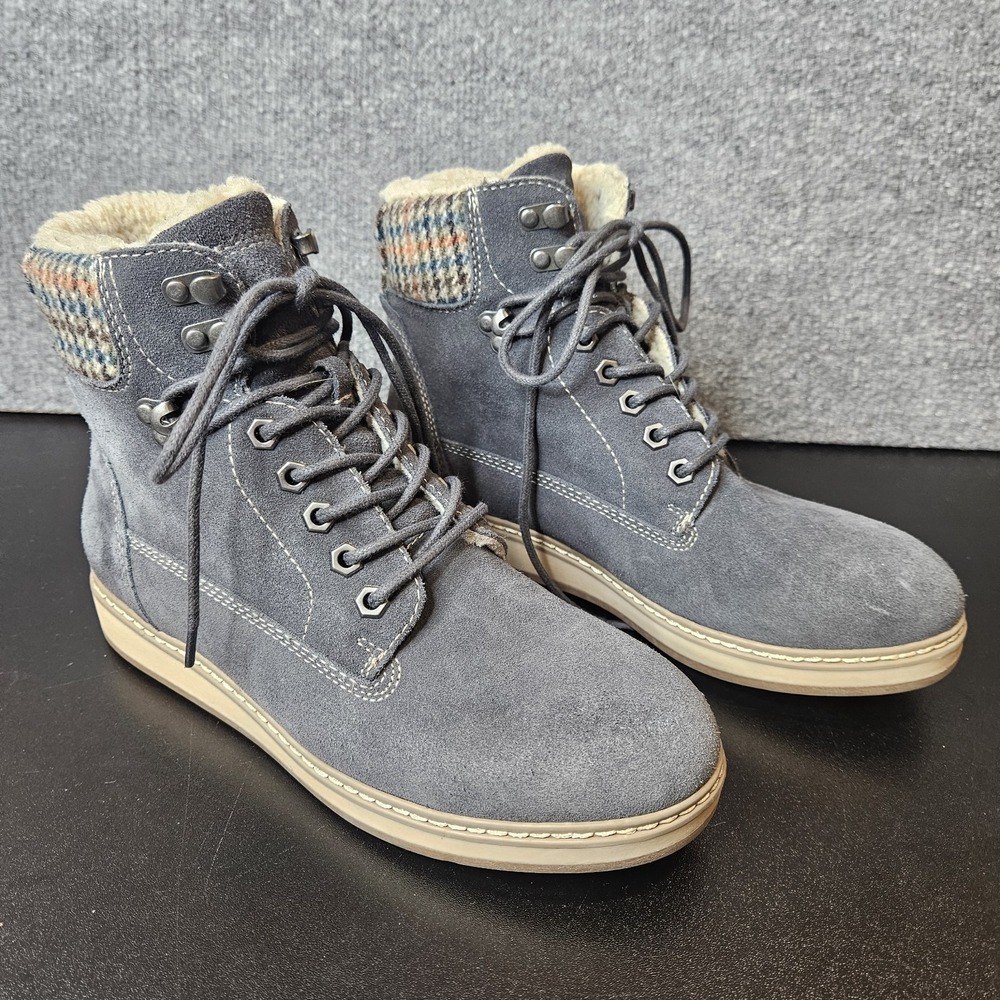 White Mountain Women's Theo Boot Size 8 Gray  Suede Leather Sherpa Lined